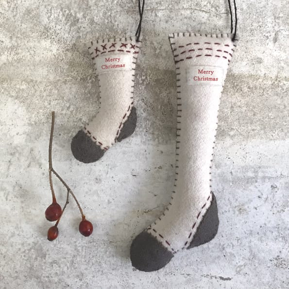 East of India Large Felt Hanging Stocking Christmas Decoration Christmas Decoration East of India Felt Hanging Stocking Christmas Tree Decoration - Large