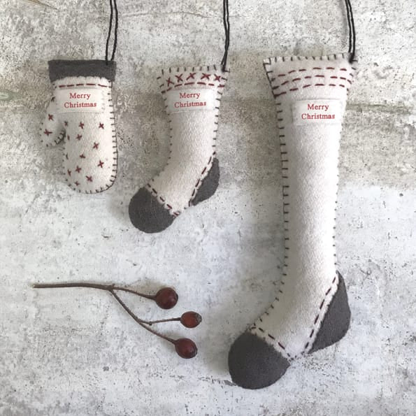East of India Large Felt Hanging Stocking Christmas Decoration Christmas Decoration East of India Felt Hanging Stocking Christmas Tree Decoration - Large