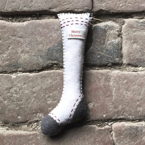 East of India Large Felt Hanging Stocking Christmas Decoration Christmas Decoration East of India Felt Hanging Stocking Christmas Tree Decoration - Large