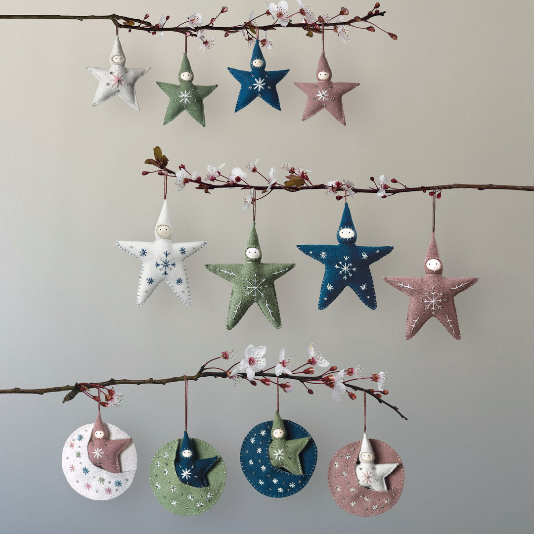 East of India Large Felt Star Baby Decoration in Blue gift East of India Large Felt Star Baby Decoration - Blue