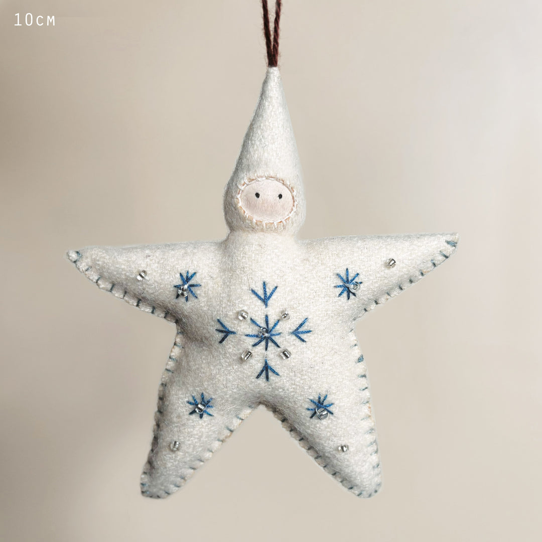 East of India Large Felt Star Baby Decoration in Cream gift East of India Large Felt Star Baby Decoration - Cream