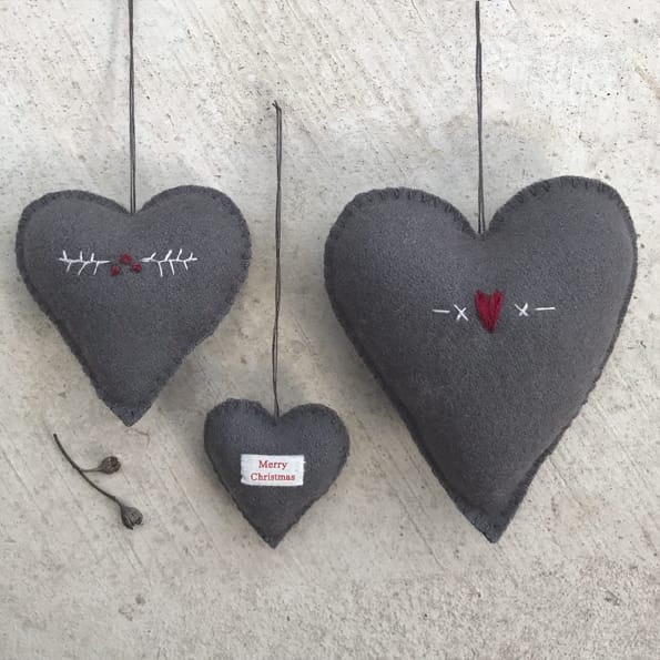East of India Large Grey Embroidered Heart, Hearts &amp; Crosses gift East of India Large Embroidered Heart - Grey Hearts &amp; Crosses