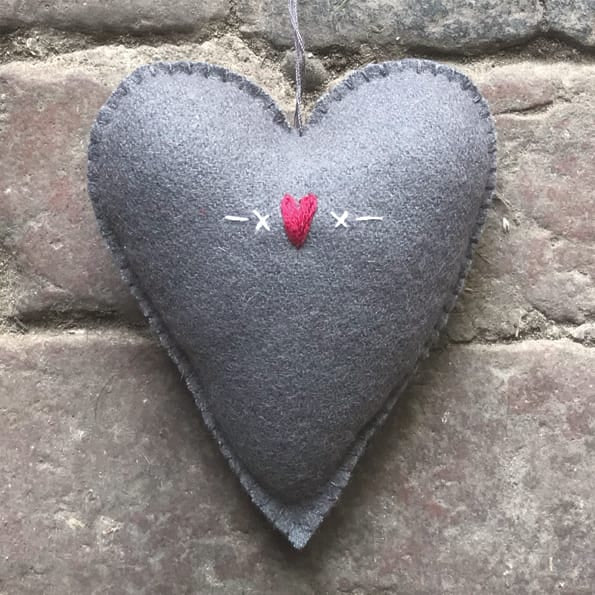 East of India Large Grey Embroidered Heart, Hearts &amp; Crosses gift East of India Large Embroidered Heart - Grey Hearts &amp; Crosses