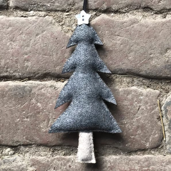 East of India Large Grey Felt Hanging Christmas Tree Christmas Decoration East of India Large Felt Hanging Christmas Tree Decoration - Grey