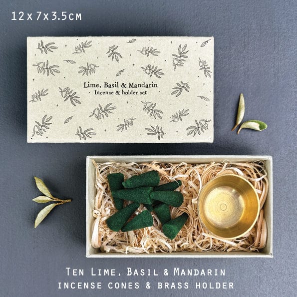 East of India Large Matchbox Cone Set - Lime, Basil & Mandarin incense East of India Large Matchbox Cone Set - Lime, Basil & Mandarin