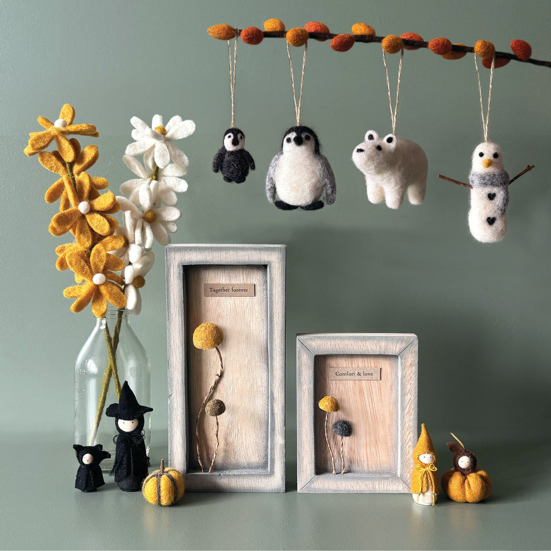 East of India Large Needle Felted Penguin Hanging Decoration Hanging Decoration East of India Needle Felted Hanging Decoration - Large Penguin