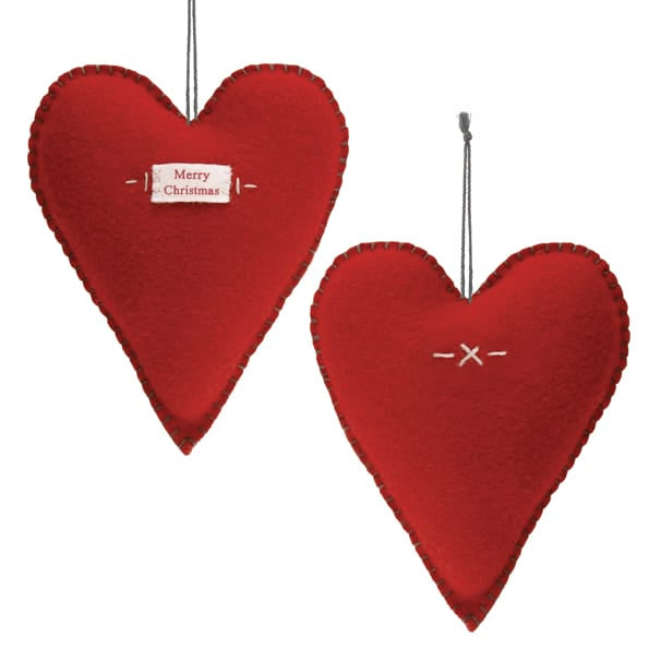 East of India Large Red Embroidered Christmas Heart Christmas Decoration East of India Large Embroidered Christmas Heart - Red