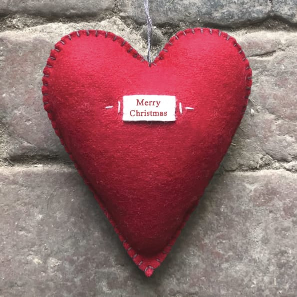 East of India Large Red Embroidered Christmas Heart Christmas Decoration East of India Large Embroidered Christmas Heart - Red