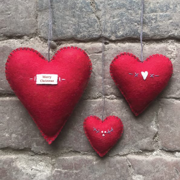 East of India Large Red Embroidered Christmas Heart Christmas Decoration East of India Large Embroidered Christmas Heart - Red
