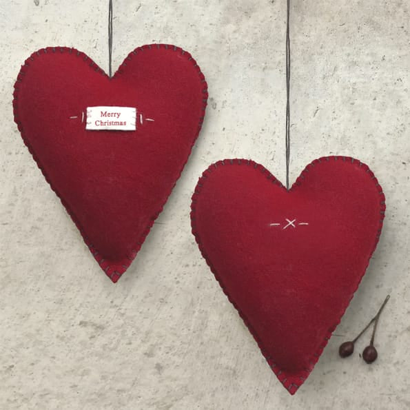 East of India Large Red Embroidered Christmas Heart Christmas Decoration East of India Large Embroidered Christmas Heart - Red