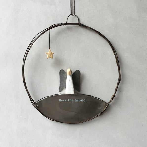 East of India Large Rusty Wire Wreath | Angel Christmas Decoration Wreath East of India Large Rusty Wire Wreath Christmas Decoration - Angel