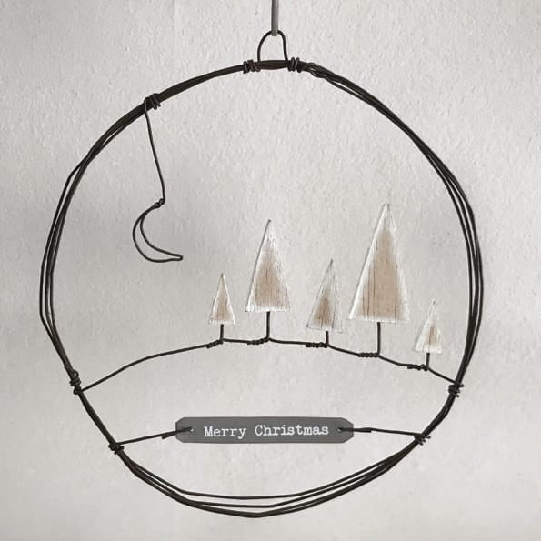 East of India Large Rusty Wire Wreath | Christmas Trees Wreath East of India Large Rusty Wire Wreath Christmas Decoration - Christmas Trees