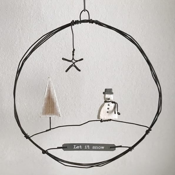 East of India Large Rusty Wire Wreath | Snowman Wreath East of India Large Rusty Wire Wreath Christmas Decoration - Snowman