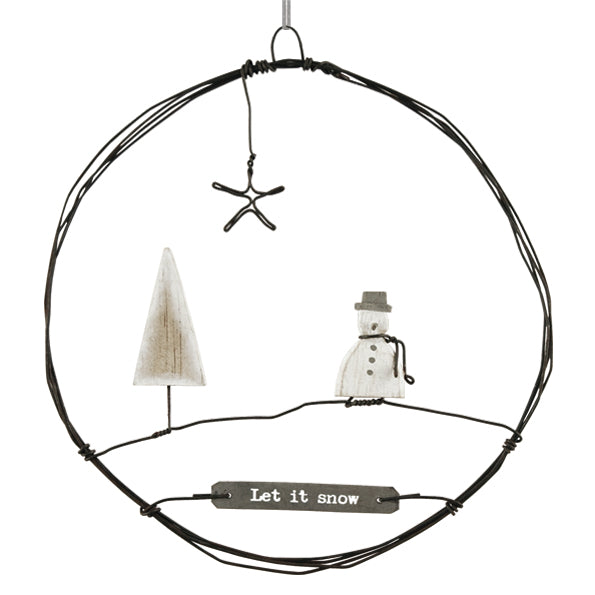 East of India Large Rusty Wire Wreath | Snowman Wreath East of India Large Rusty Wire Wreath Christmas Decoration - Snowman