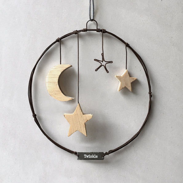 East of India Large Rusty Wire Wreath | Stars Wreath East of India Large Rusty Wire Wreath Christmas Decoration - Stars