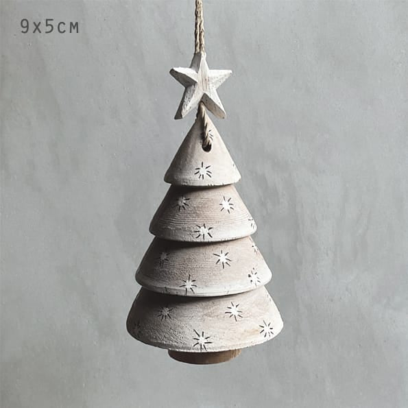 East of India Large Wooden Christmas Tree Decoration with Dots Hanging Decoration East of India Wooden Christmas Tree Decoration with Dots - Large