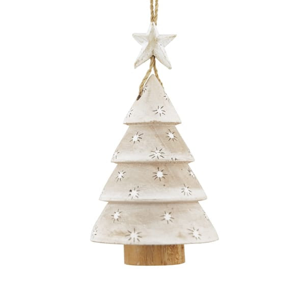 East of India Large Wooden Christmas Tree Decoration with Dots Hanging Decoration East of India Wooden Christmas Tree Decoration with Dots - Large