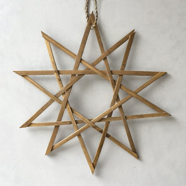 East of India Large Woven Bamboo Ten Pointed Star Hanging Decoration East of India Woven Bamboo Ten Pointed Star Decoration - Large