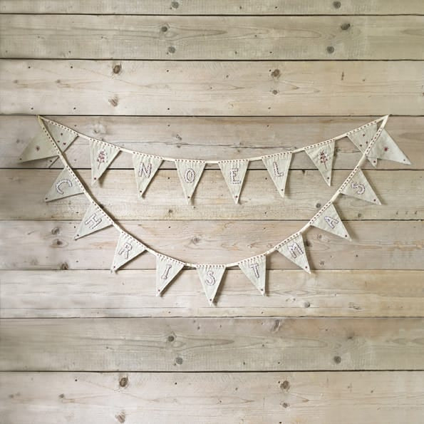 East of India Linen Christmas Bunting Garland, 2 Metres Garland East of India Linen Christmas Bunting Garland