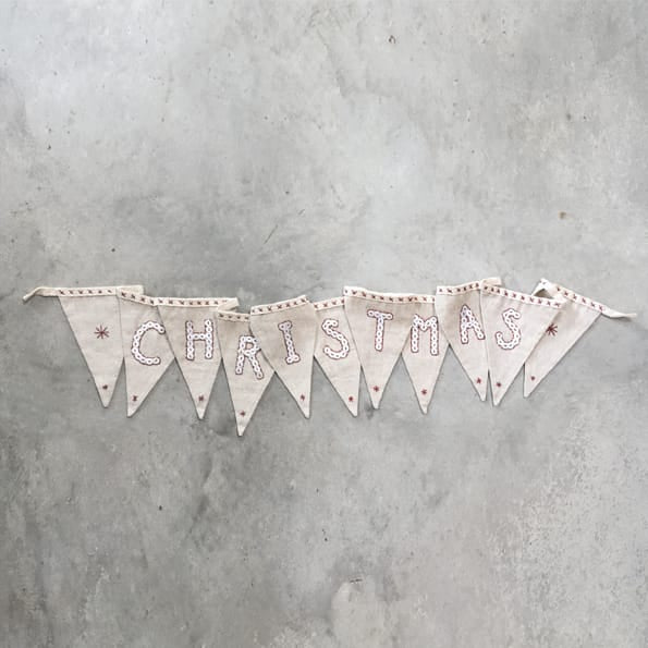 East of India Linen Christmas Bunting Garland, 2 Metres Garland East of India Linen Christmas Bunting Garland