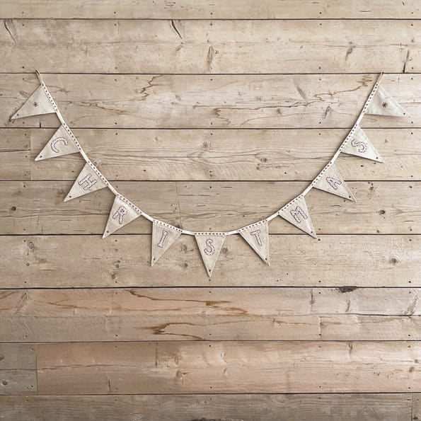 East of India Linen Christmas Bunting Garland, 2 Metres Garland East of India Linen Christmas Bunting Garland