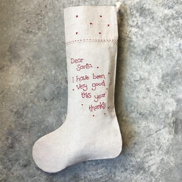 East of India Linen Christmas Stocking, Dear Santa Christmas Stocking East of India Linen Christmas Stocking - Dear Santa