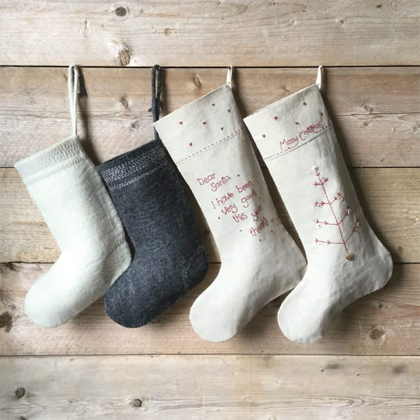 East of India Linen Christmas Stocking, Dear Santa Christmas Stocking East of India Linen Christmas Stocking - Dear Santa