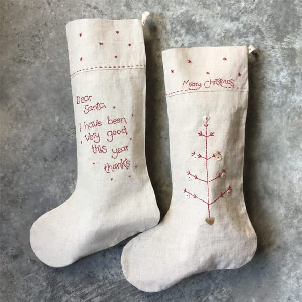 East of India Linen Christmas Stocking, Merry Christmas Christmas Stocking East of India Linen Christmas Stocking - Merry Christmas