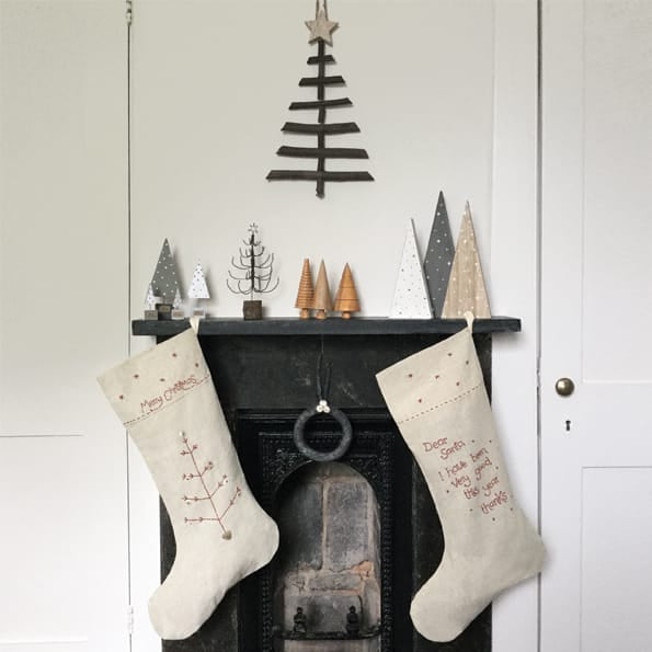 East of India Linen Christmas Stocking, Merry Christmas Christmas Stocking East of India Linen Christmas Stocking - Merry Christmas