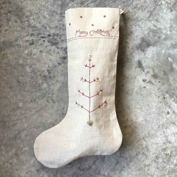East of India Linen Christmas Stocking, Merry Christmas Christmas Stocking East of India Linen Christmas Stocking - Merry Christmas