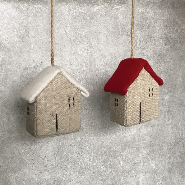 East of India Linen Hanging House With Cream Roof Hanging Decoration East of India Linen Hanging House Decoration - Cream Roof