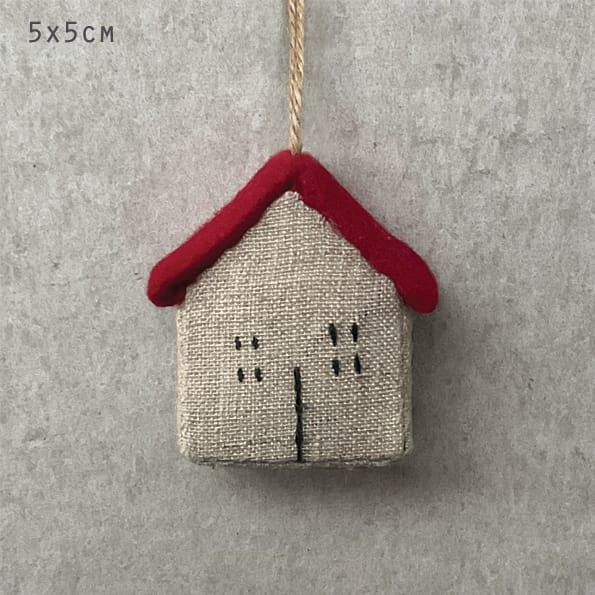 East of India Linen Hanging House With Red Roof Hanging Decoration East of India Linen Hanging House Decoration - Red Roof