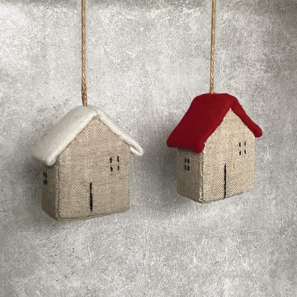 East of India Linen Hanging House With Red Roof Hanging Decoration East of India Linen Hanging House Decoration - Red Roof