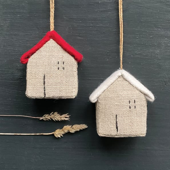 East of India Linen Hanging House With Red Roof Hanging Decoration East of India Linen Hanging House Decoration - Red Roof