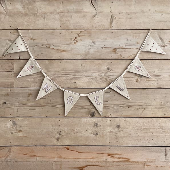 East of India Linen Noel Christmas Bunting Garland Garland East of India Linen Christmas Bunting Garland - Noel