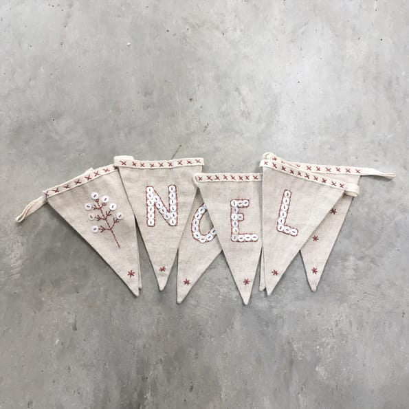 East of India Linen Noel Christmas Bunting Garland Garland East of India Linen Christmas Bunting Garland - Noel