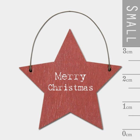 East of India Little Wooden Star Sign | Merry Christmas Christmas Decoration East of India Little Wooden Star Sign - Merry Christmas