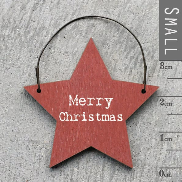 East of India Little Wooden Star Sign | Merry Christmas Christmas Decoration East of India Little Wooden Star Sign - Merry Christmas