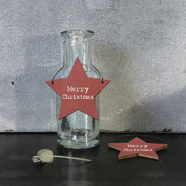 East of India Little Wooden Star Sign | Merry Christmas Christmas Decoration East of India Little Wooden Star Sign - Merry Christmas