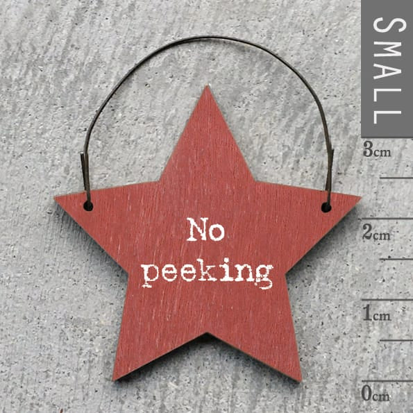 East of India Little Wooden Star Sign | No Peeking Christmas Decoration East of India Little Wooden Star Sign - No Peeking