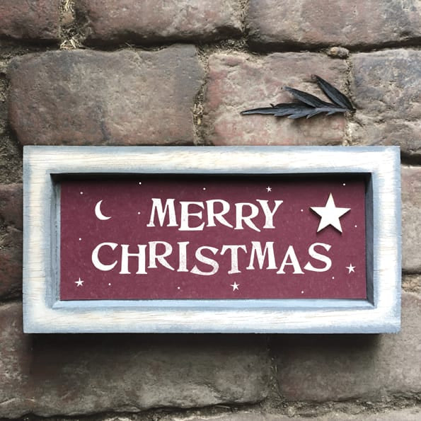 East of India Long Grey Box Frame Sign | Merry Christmas Sign East of India Long Grey Wooden Box Frame Sign - Merry Christmas