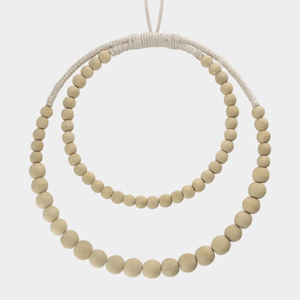 East of India Macrame Beaded Wreath | Cream Wreath East of India Macrame Beaded Wreath - Cream