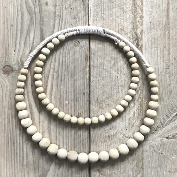 East of India Macrame Beaded Wreath | Cream Wreath East of India Macrame Beaded Wreath - Cream