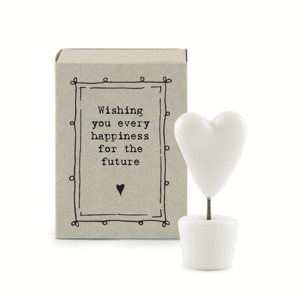 ornament East of India Matchbox Heart - Happy future