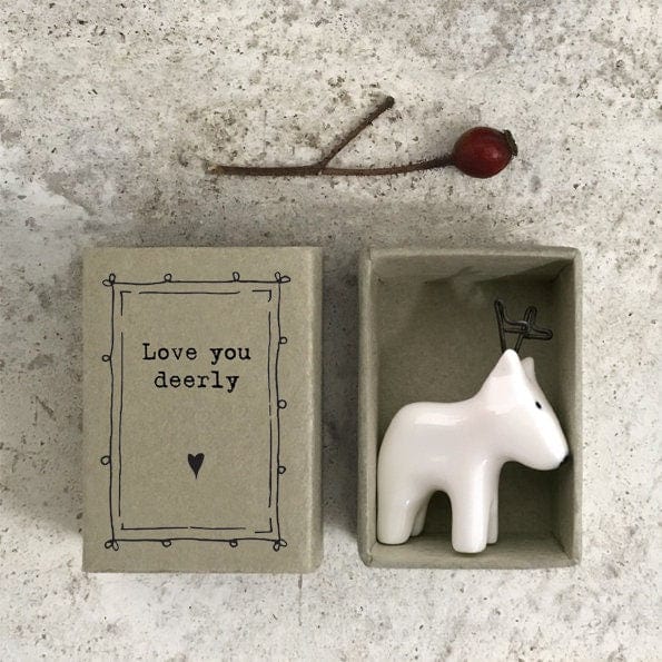 East of India Matchbox Porcelain Deer Ornament East of India Matchbox Porcelain Deer Ornament