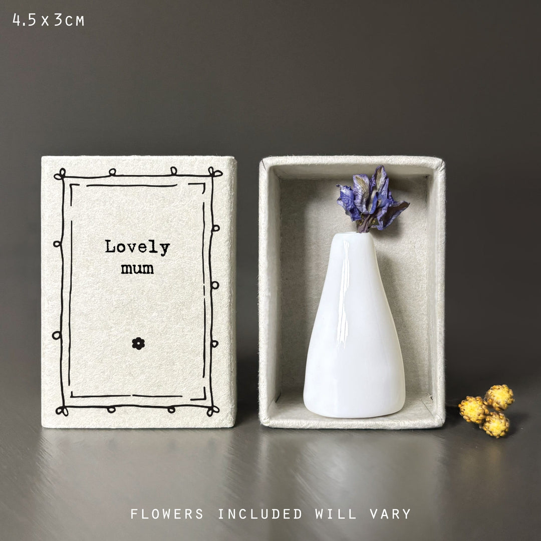 East of India Matchbox Vase - Lovely Mum - Mother's Day Gift ornament East of India Matchbox Vase - Lovely Mum