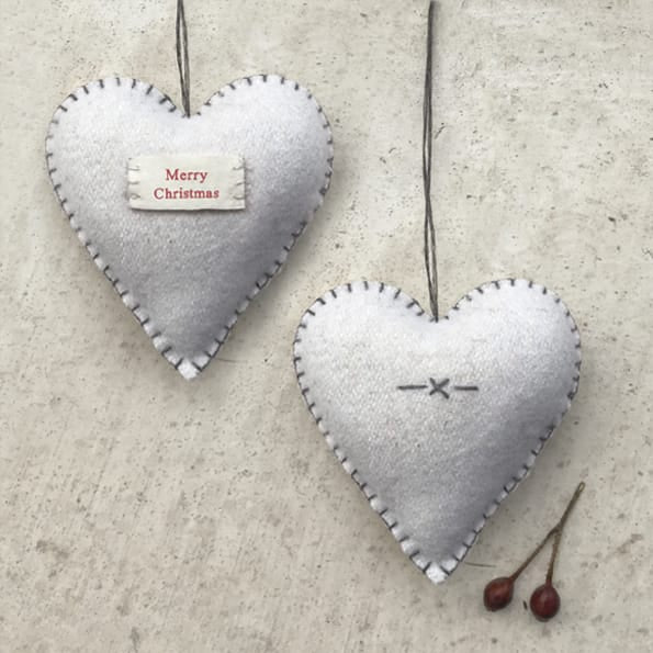 East of India Medium Cream Embroidered Christmas Heart Christmas Decoration East of India Medium Embroidered Christmas Heart - Cream
