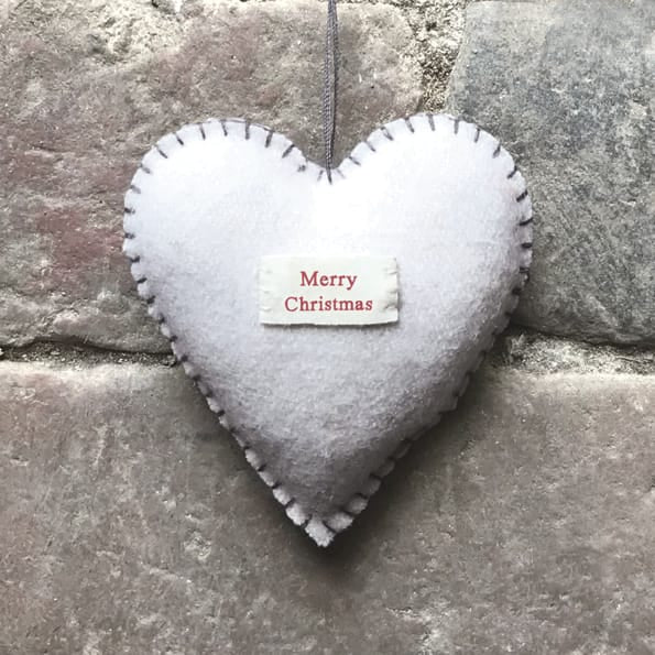 East of India Medium Cream Embroidered Christmas Heart Christmas Decoration East of India Medium Embroidered Christmas Heart - Cream
