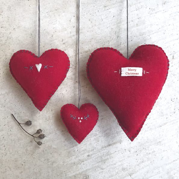 East of India Medium Red Embroidered Heart, Hearts &amp; Crosses gift East of India Medium Embroidered Heart - Red Hearts &amp; Crosses