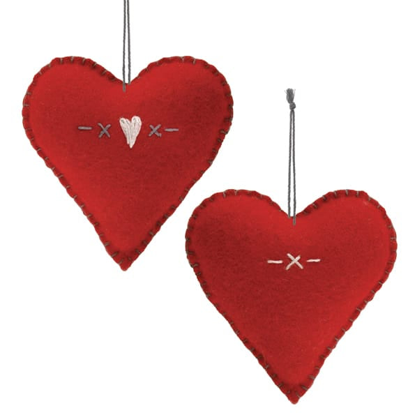 East of India Medium Red Embroidered Heart, Hearts &amp; Crosses gift East of India Medium Embroidered Heart - Red Hearts &amp; Crosses